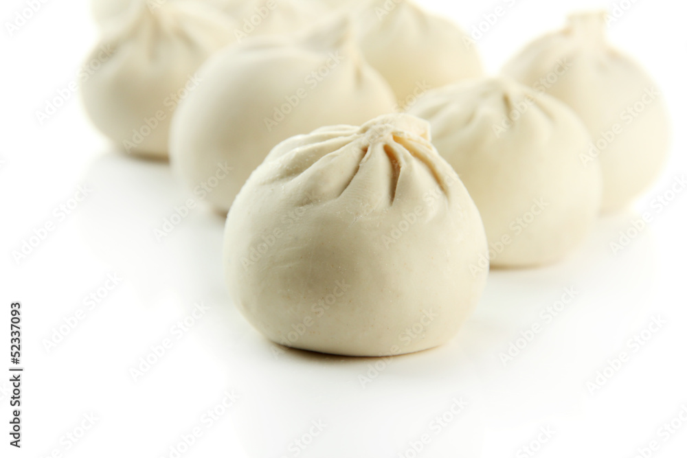 Raw khinkali, isolated on white Raw khinkali, isolated on white