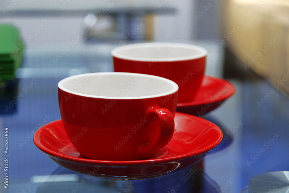 Two cups of coffee on office table Two cups of coffee on office table