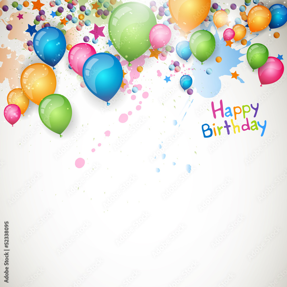 Vector Illustration of a Happy Birthday Greeting Card - obrazy, fototapety, plakaty 