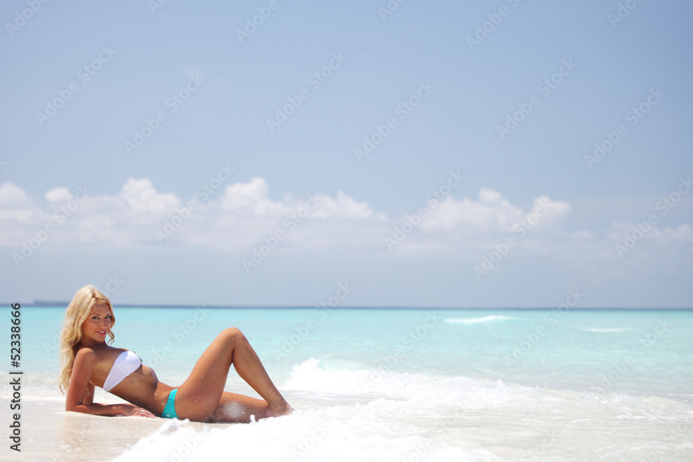woman on the sand the ocean coast