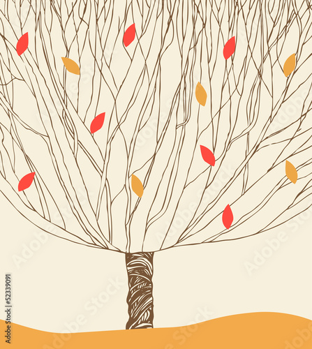 Graphic silhouette of the blossom  tree