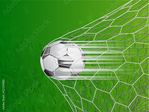 soccer ball in goal with speed line - vector illustration
