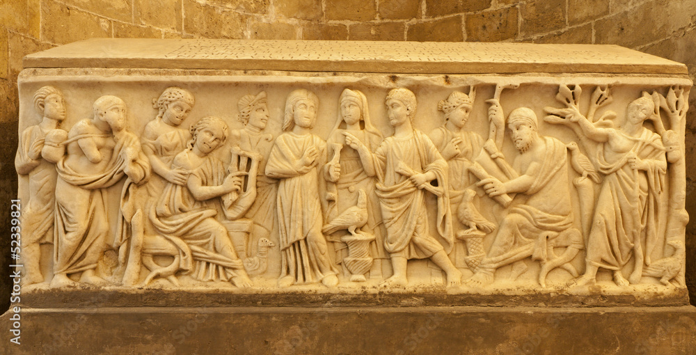 Palermo - Relief from medieval tomb under cathedral