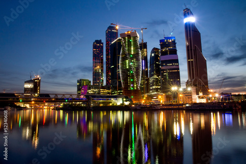 night view of skyscrapers of Moscow business centre