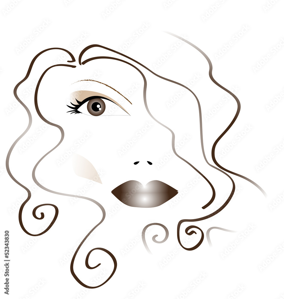 illustrazione di viso di donna su sfondo bianco Stock Vector | Adobe Stock