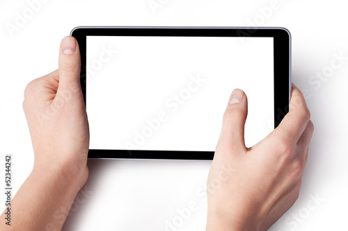 Hands with tablet computer