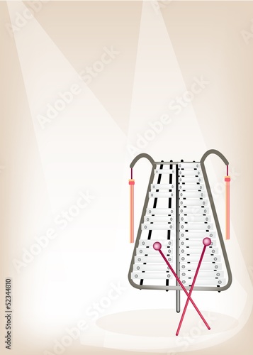 A Musical Bell Lyra on Brown Stage Background