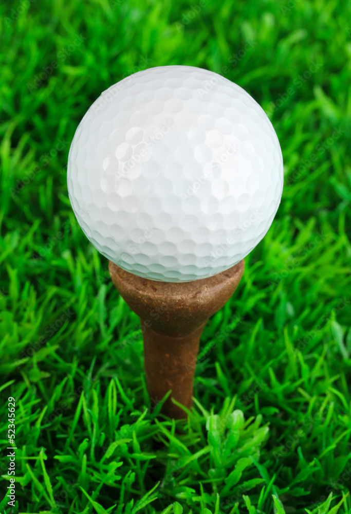 Golf ball on grass close up Golf ball on grass close up
