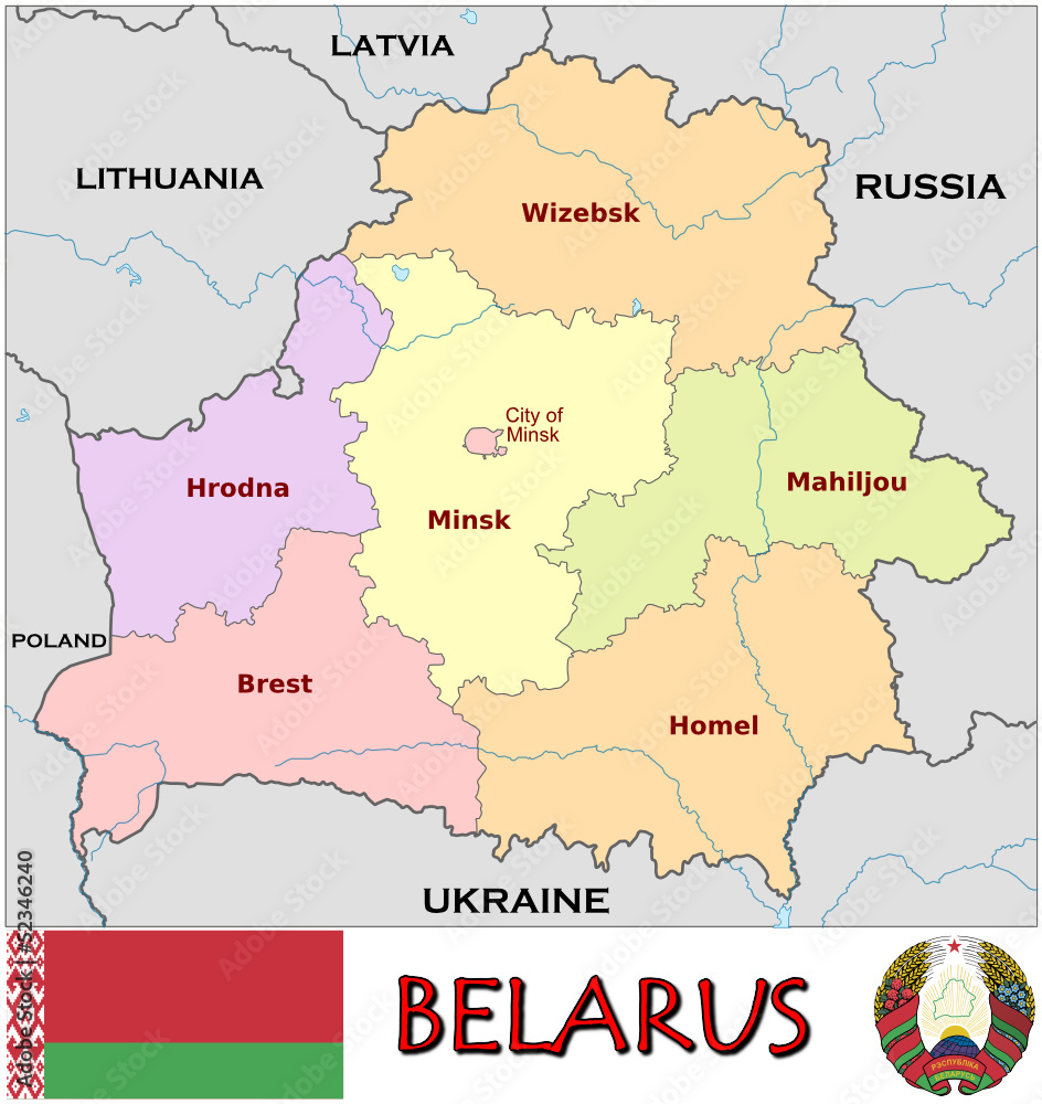 Belarus,Europe emblem map symbol administrative divisions