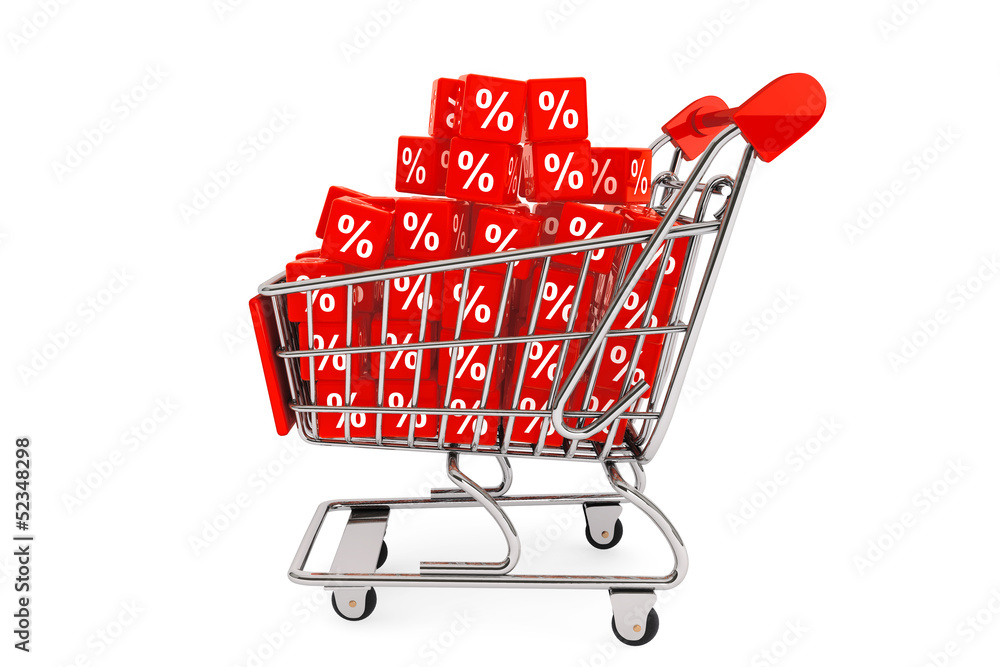 Shopping cart with discount cubes