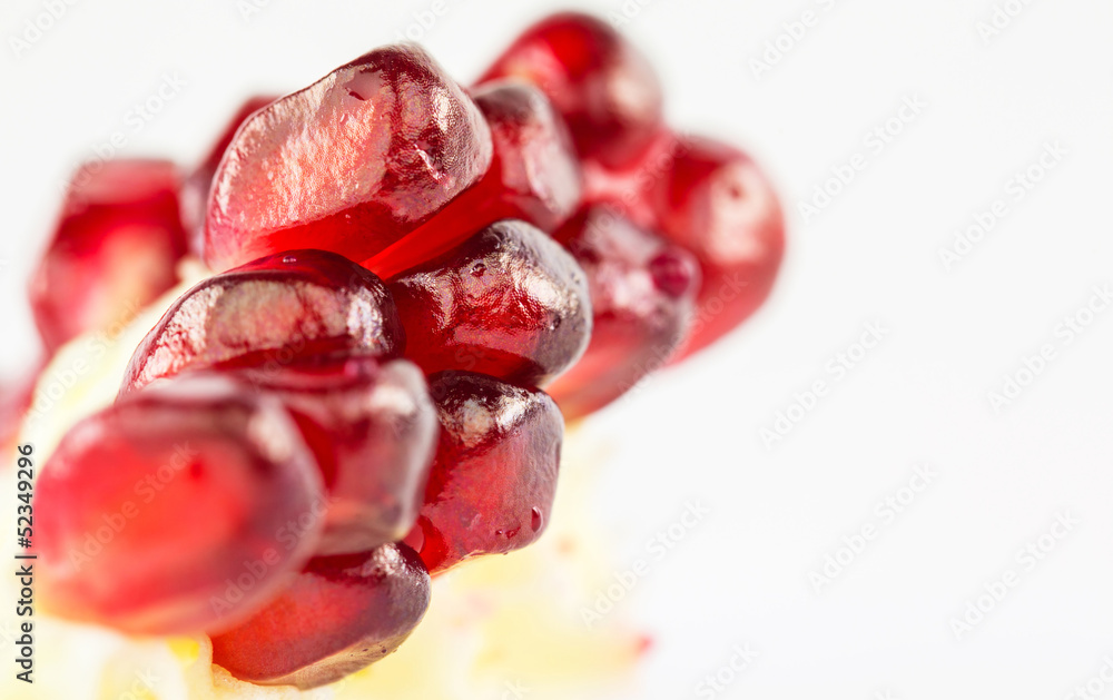 Pomegranate seeds abstract and close up view