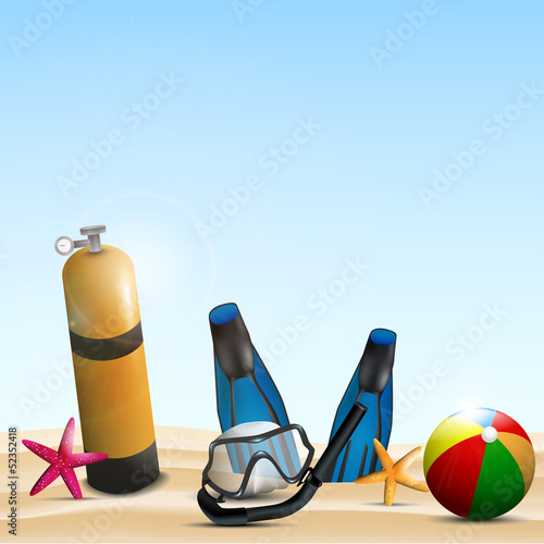 Scuba gear on a beach