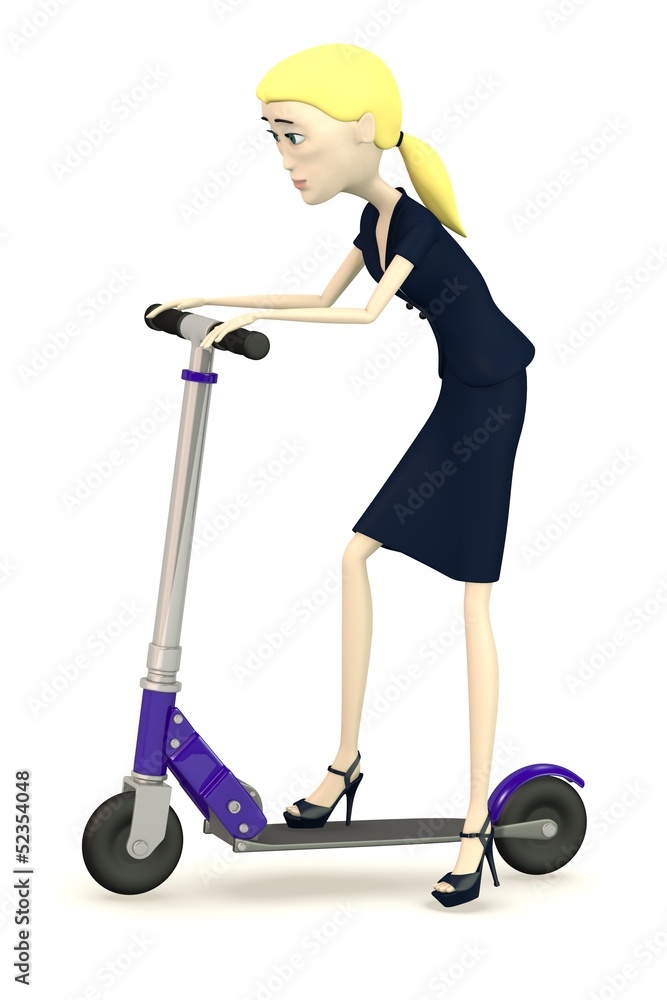 3d render of cartoon character on scooter 3d render of cartoon character on scooter