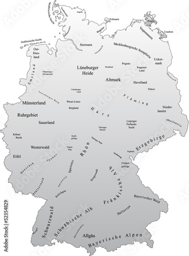 Deutschlandkarte mit Landschaften