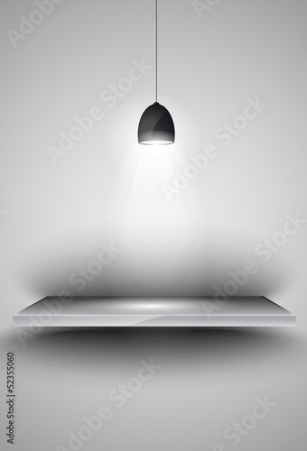 Shef with 3 spotlights lamp with directional light