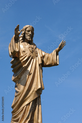 Quebec  a statue of Jesus in the village of Baie des sables