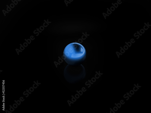 Blue sphere on black background