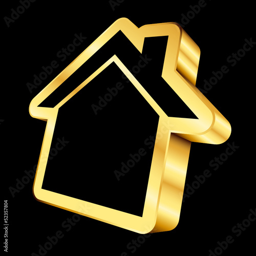Golden House Icon 3D Black