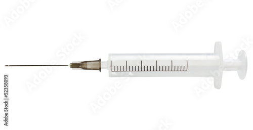 Empty syringe isolated on white photo
