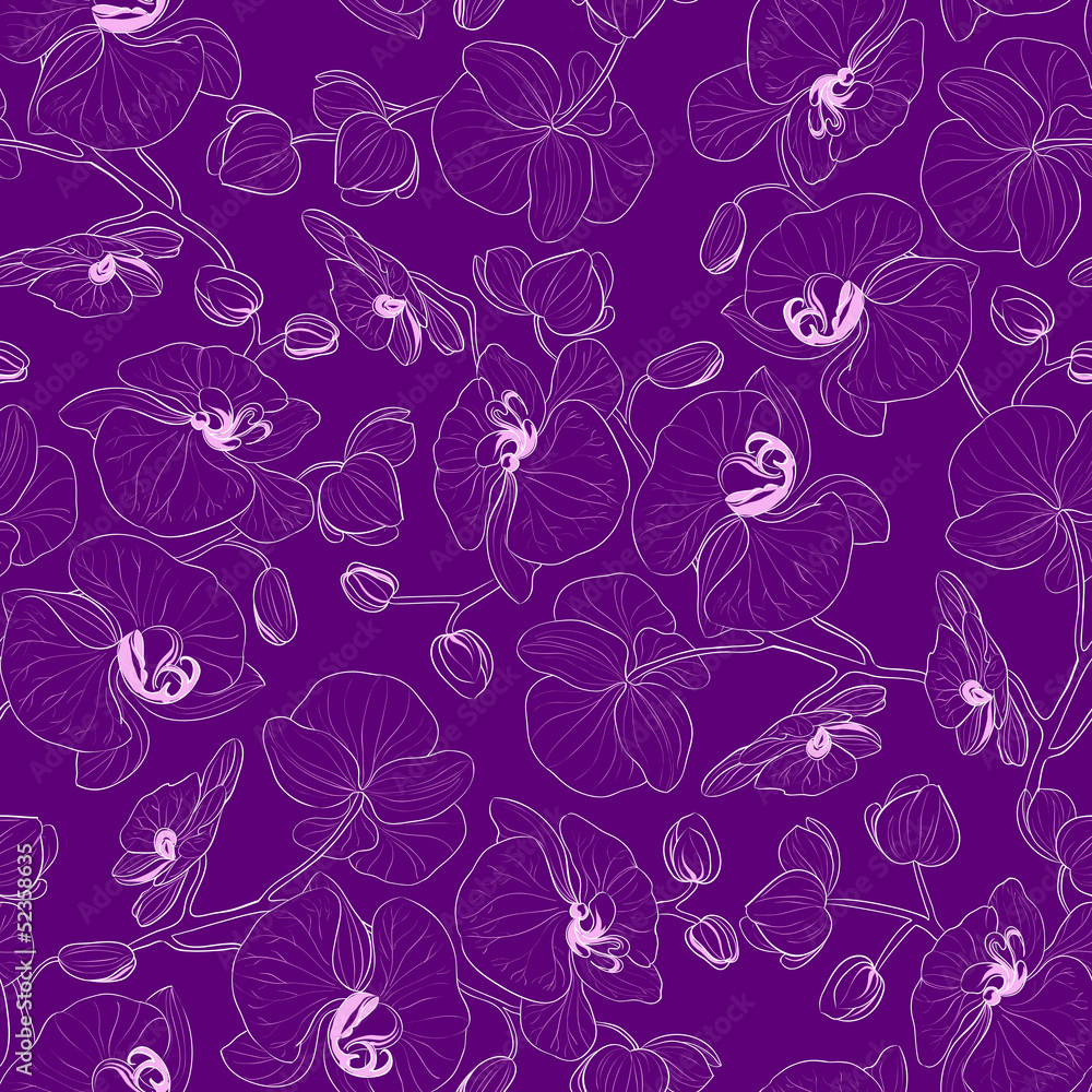 Orchid seamless pattern. Orchid seamless pattern.