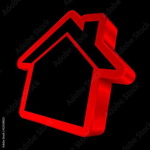 Red House Icon 3D Black