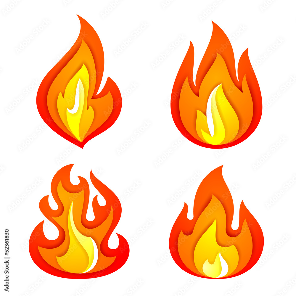 Fire flames set Fire flames set
