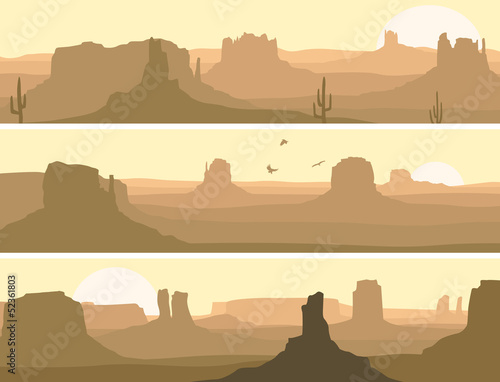 Abstract horizontal banner of prairie wild west.
