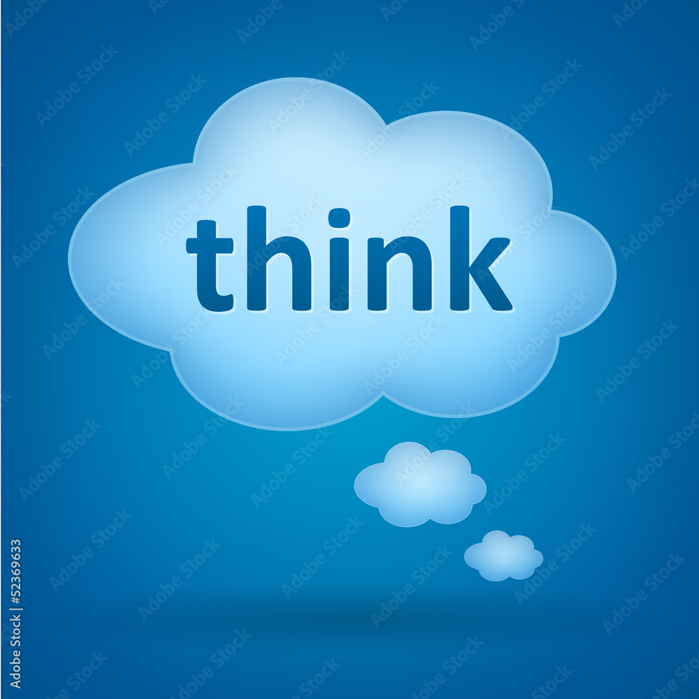 Think speech bubble on blue background Think speech bubble on blue background