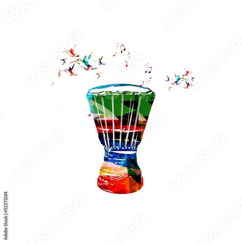 Colorful vector bongo background with hummingbirds