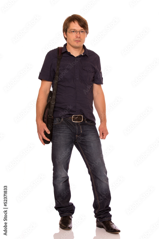 Man going to work with a bag Man going to work with a bag