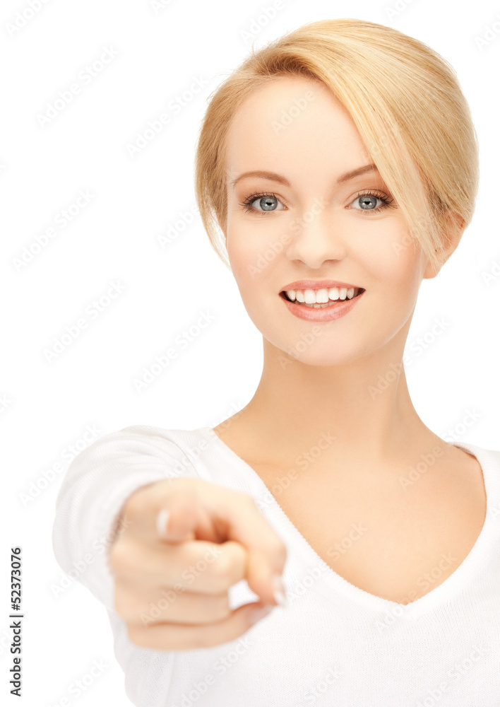 businesswoman pointing her finger businesswoman pointing her finger
