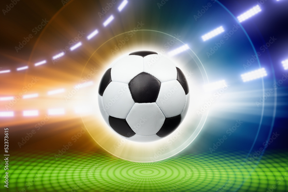 Naklejka premium Soccer ball, spotlights