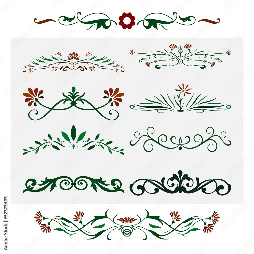 Floral Design, Isolated ornamental decorative Elements