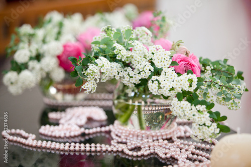Wedding flowers - tables set for wedding day