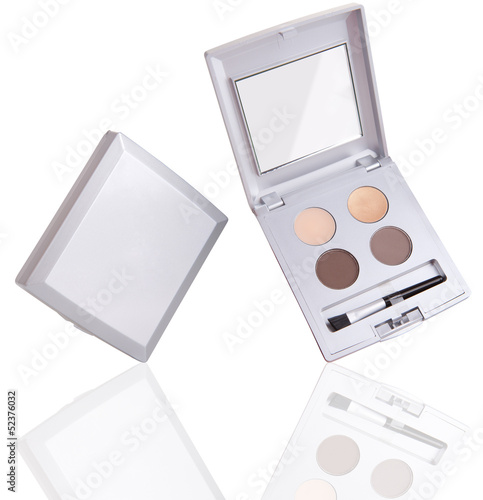 Eyeshadow palette with reflection isolated on white