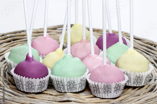 Colorful cake pops, birthday party.