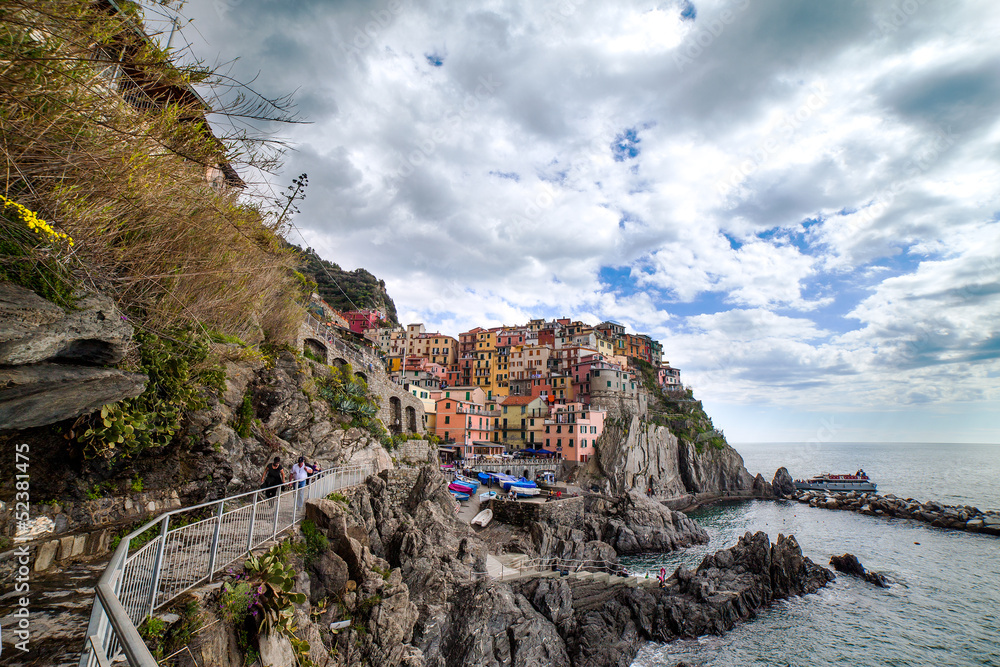 Ligurian sea coast at Manarola village, Italy.