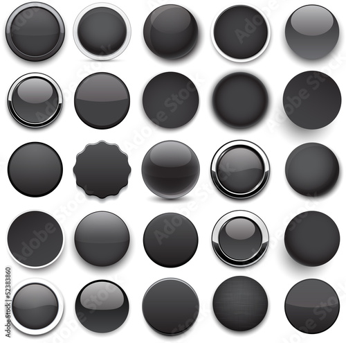 Round black icons.