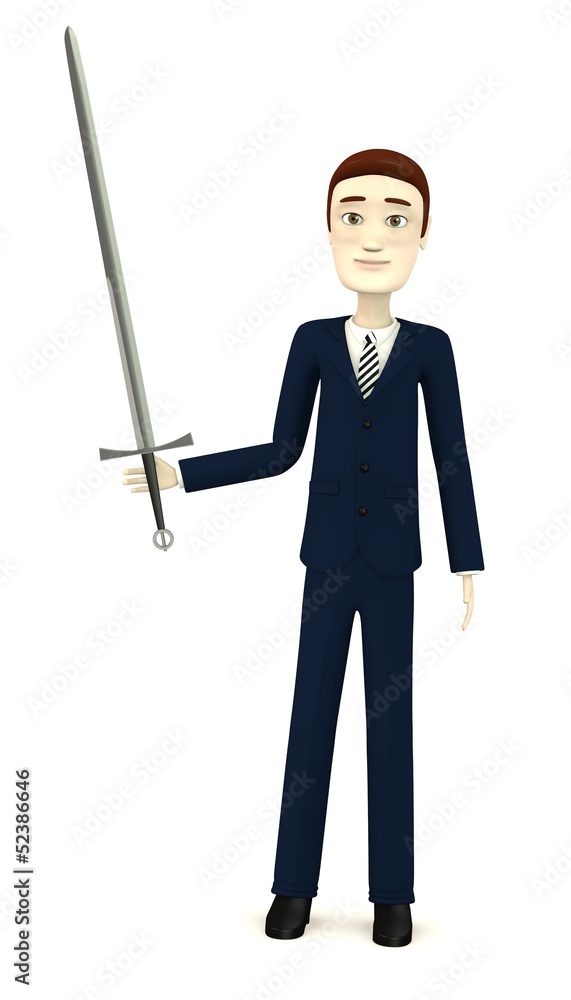 3d render of cartoon character with sword 3d render of cartoon character with sword
