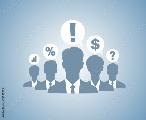 Business people team silhouettes with speech bubbles