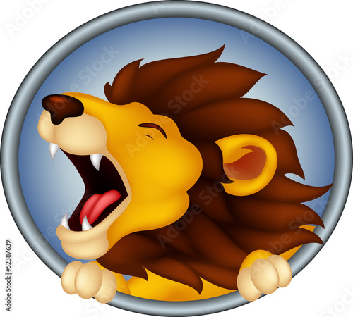 angry head lion cartoon roaring