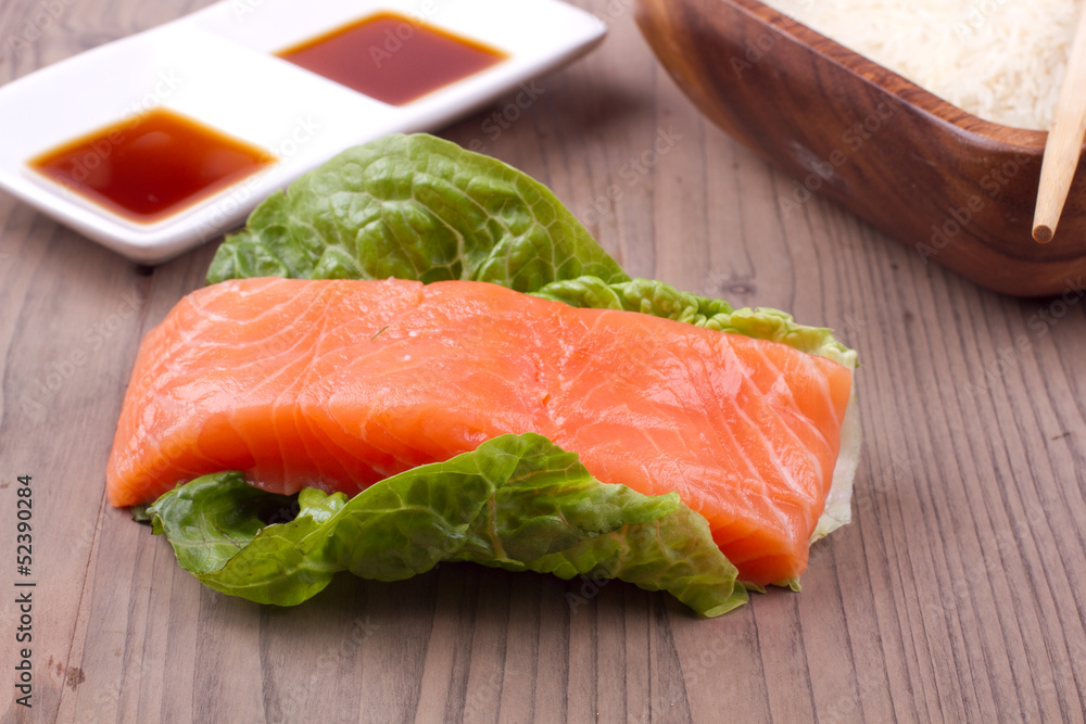 Salmon with rice and sauce Salmon with rice and sauce