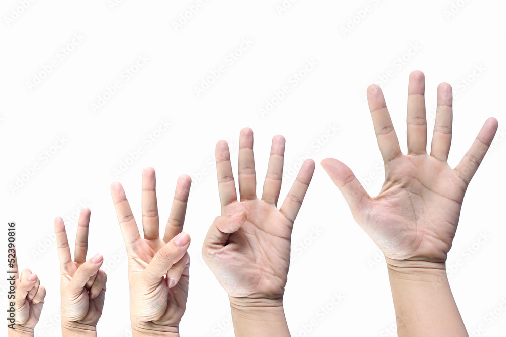 Hand gesture one to five Hand gesture one to five
