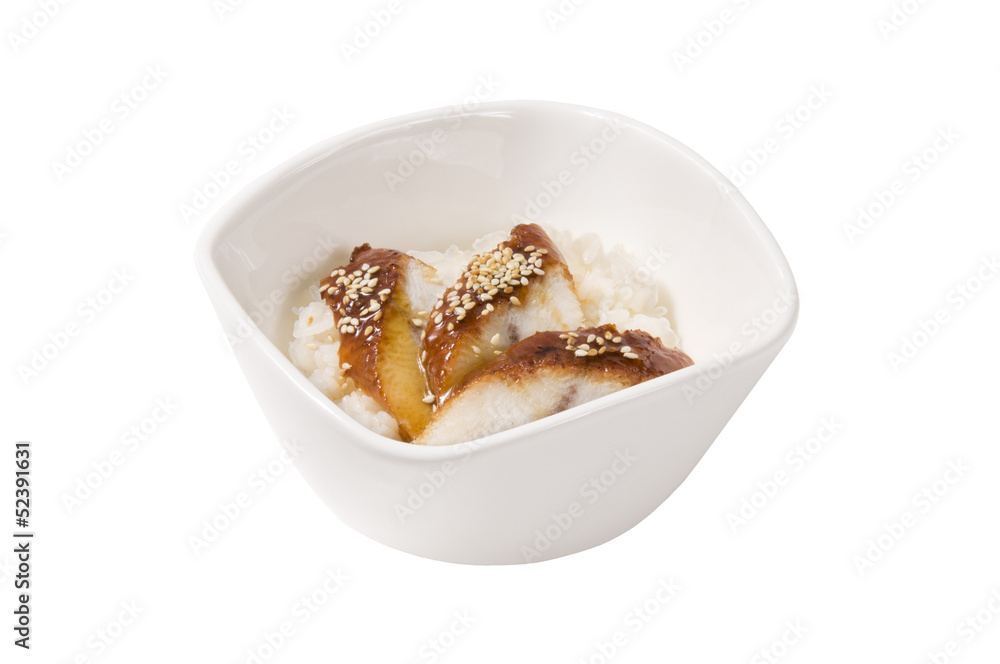 eel with boiled rice seeds and sesame sauce