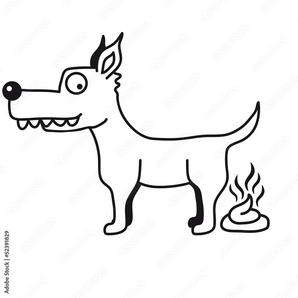 Obraz premium Funny Comic Dog And Shit