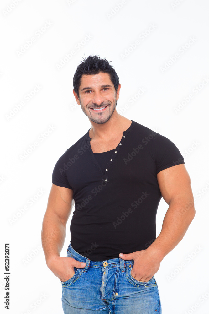 Portrait of model in t-shirt and jeans Portrait of model in t-shirt and jeans