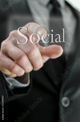 Wallpaper Mural Male hand  pressing Social icon on a virtual screen Torontodigital.ca