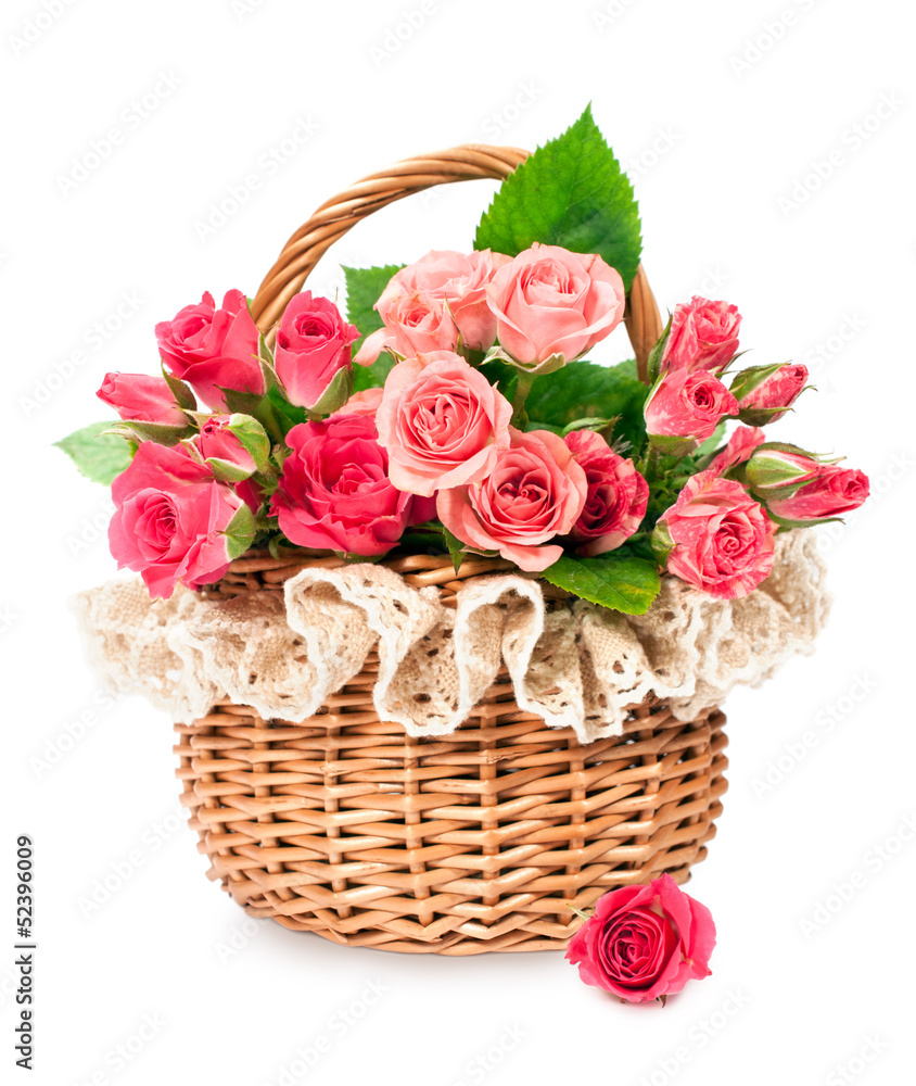 roses in a wicker basket roses in a wicker basket