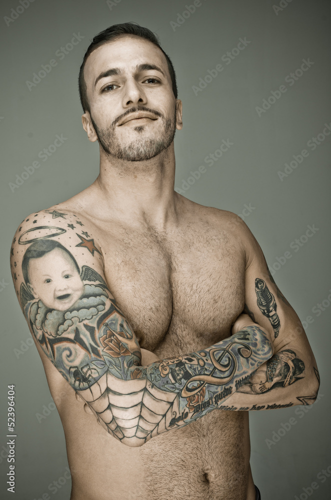 Fototapeta premium Muscular Sexy Man with tattoo