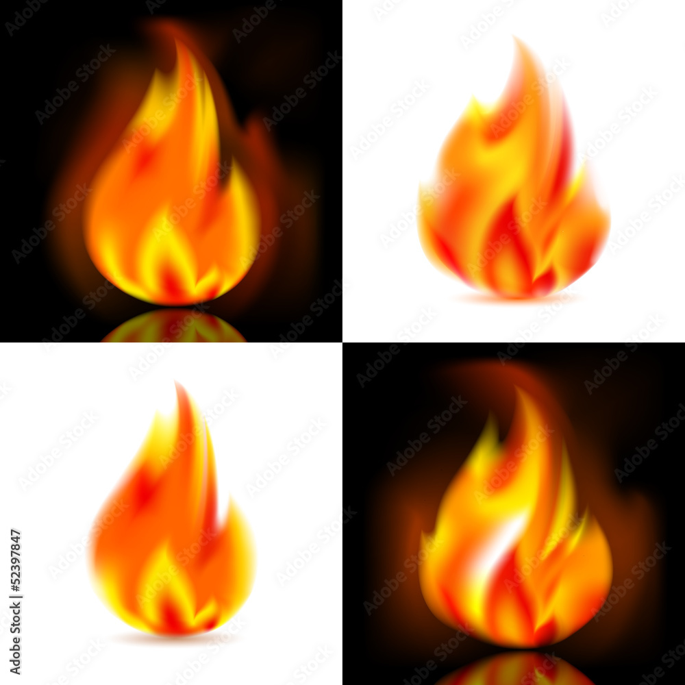 Fire, 4 vector flames Fire, 4 vector flames